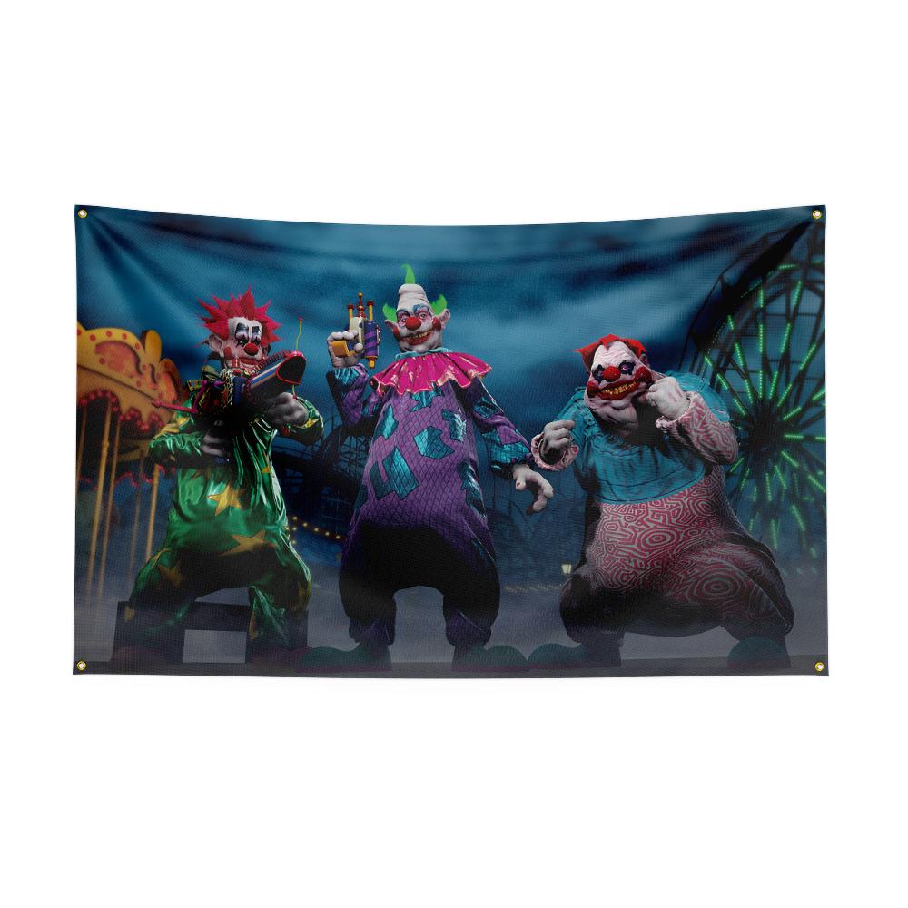 3x5 Ft Kkillers Clowns Flag Classic Horror Movie Flag Halloween Wall Hanging Banner Decor Movie Poster Outer Space