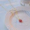 Strawberry Peach Crystal Pendant Necklace - Mori Style, Peach Blossom Luck, High-End Clavicle Chain
