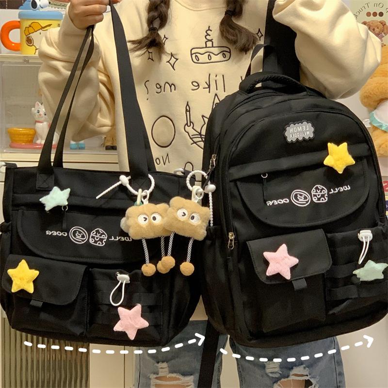 Schoolbag Japanese ins Sweet Wind School Bag Female Junior High School Student Fashion Color Matching Backpack Student Shoulder Bag High School