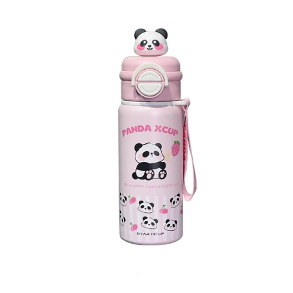 Cană Izolată Panda Capacitate Mare Reutilizabilă Izolată Drăguță Sticlă Termică de Apă 550ml Cana de Băut cu Palnie Dublă Cadou