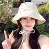 Feminine Flower Print Fisherman Hat With Wide Brim For Sun Protection And Breathability