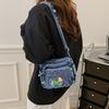 Cartoon Embroidered Denim Bag Women's Shoulder Crossbody Bag
