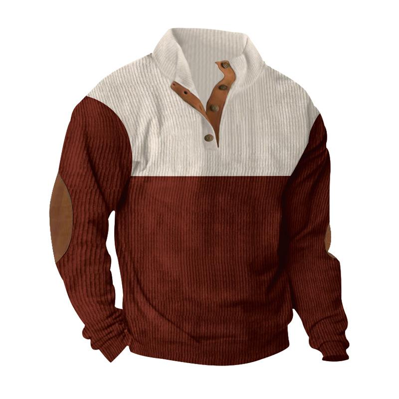 Sweatshirt Pullover Half Placket Buttoned Lapel Sweatshirt Casual Men's Top