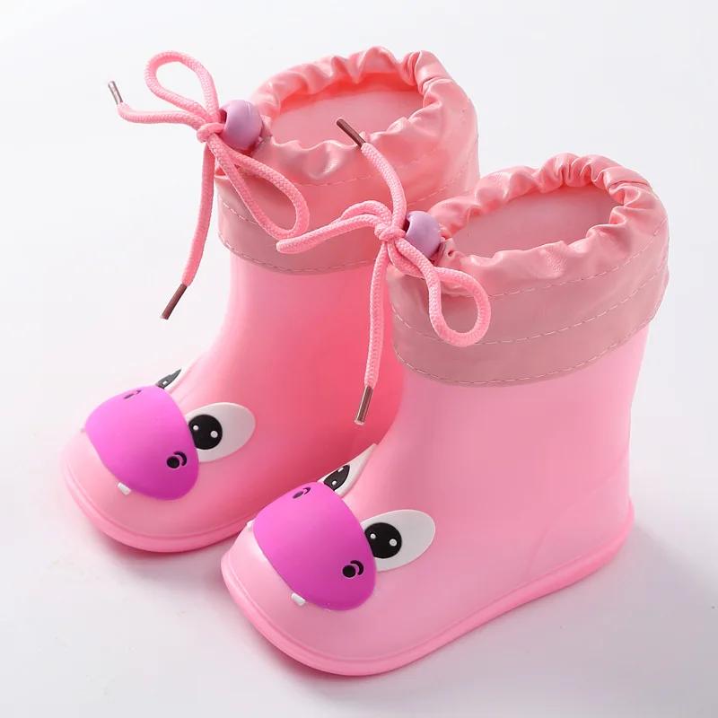 

All Season Children Rain Boots Detachable Keep Warm Liner 1 To 6 Years Cartoon Animal Boy Girl Water Shoes Splashing Shoe F07291 CN 13 Inner 13.5cm розовый