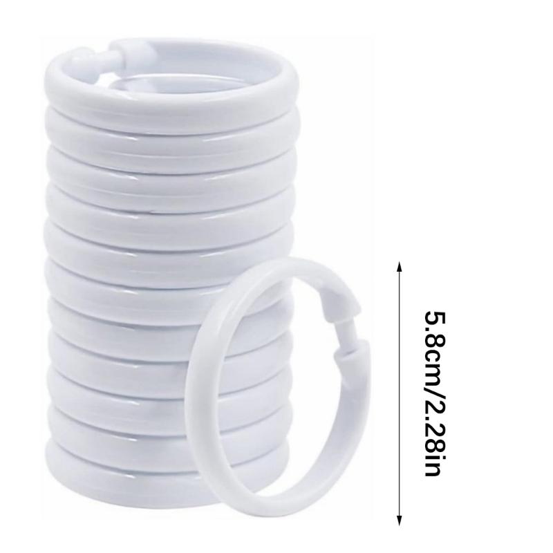 Plastic Shower Curtain Rings,Shower Curtain Hooks,12Pieces O Shape Bathroom Shower Curtain Hooks Easy To Snaps Gift