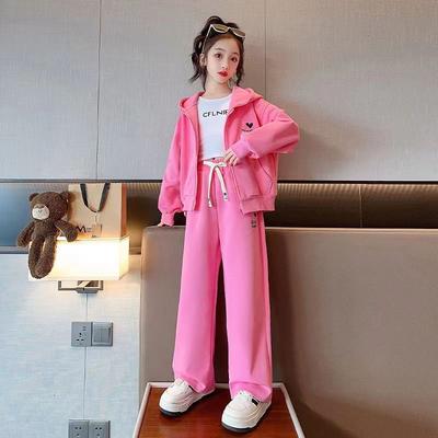 Spring Autumn Teenage Children's Sports Suit  Fashionable Korean Style Casual 2-piece Set for Girls 6 -14 Years