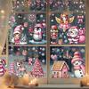 9Pcs/Set Christmas Stickers Self-adhesive Glass Film Snowman Elk Santa Claus Xmas Tree Patterns Removable