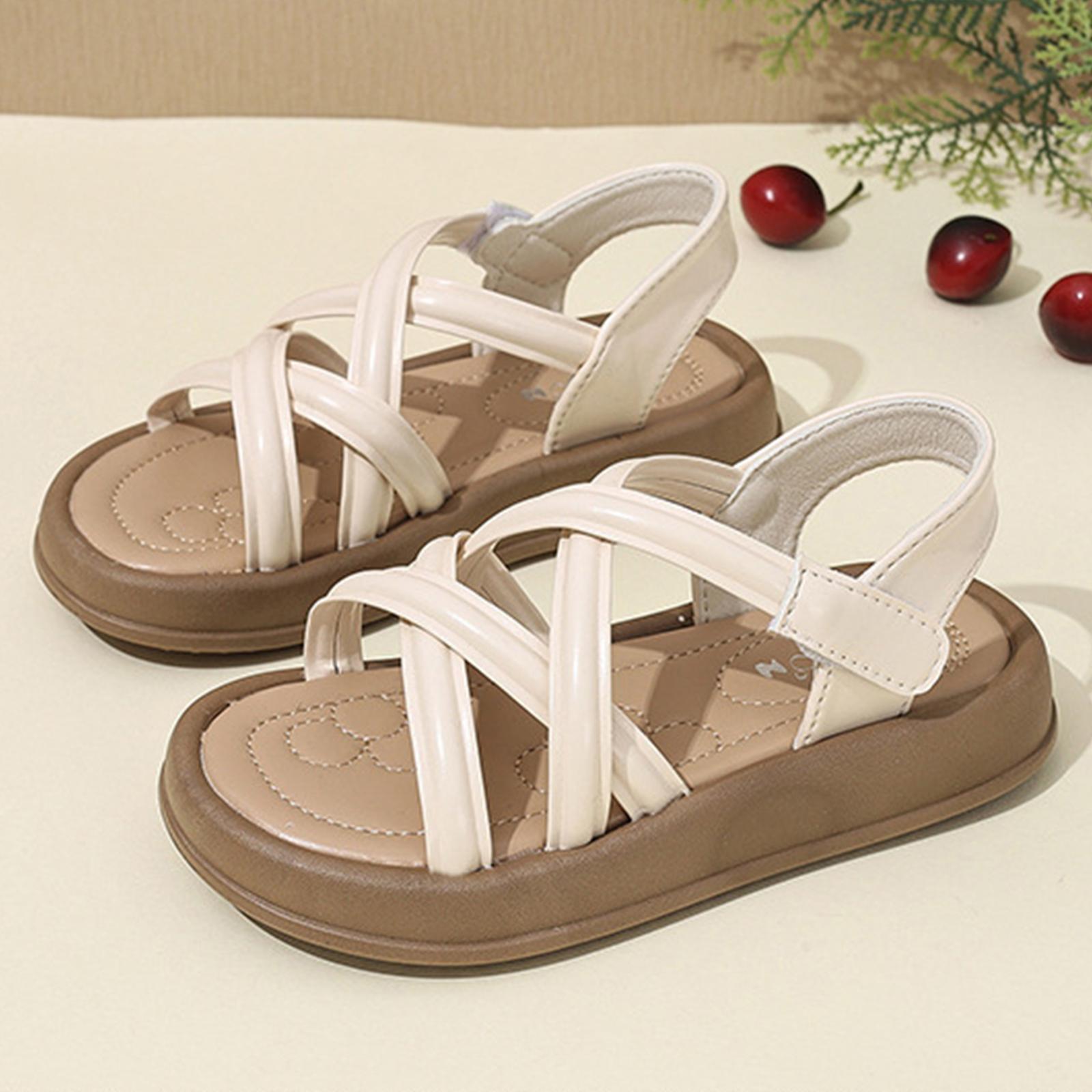Girls Open Toe Sandals Adjustable Strap Lightweight Comfortable Sole Breathable Design Suitable for Beach and Casual Wear 34