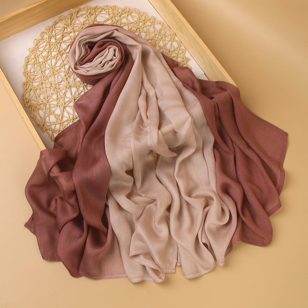 Ombre Modal Hijab Gradient Cotton Rayon Crease Hijab Scarf Lady High Quality Wraps And Shawls Musulman Headband Islamic Turban