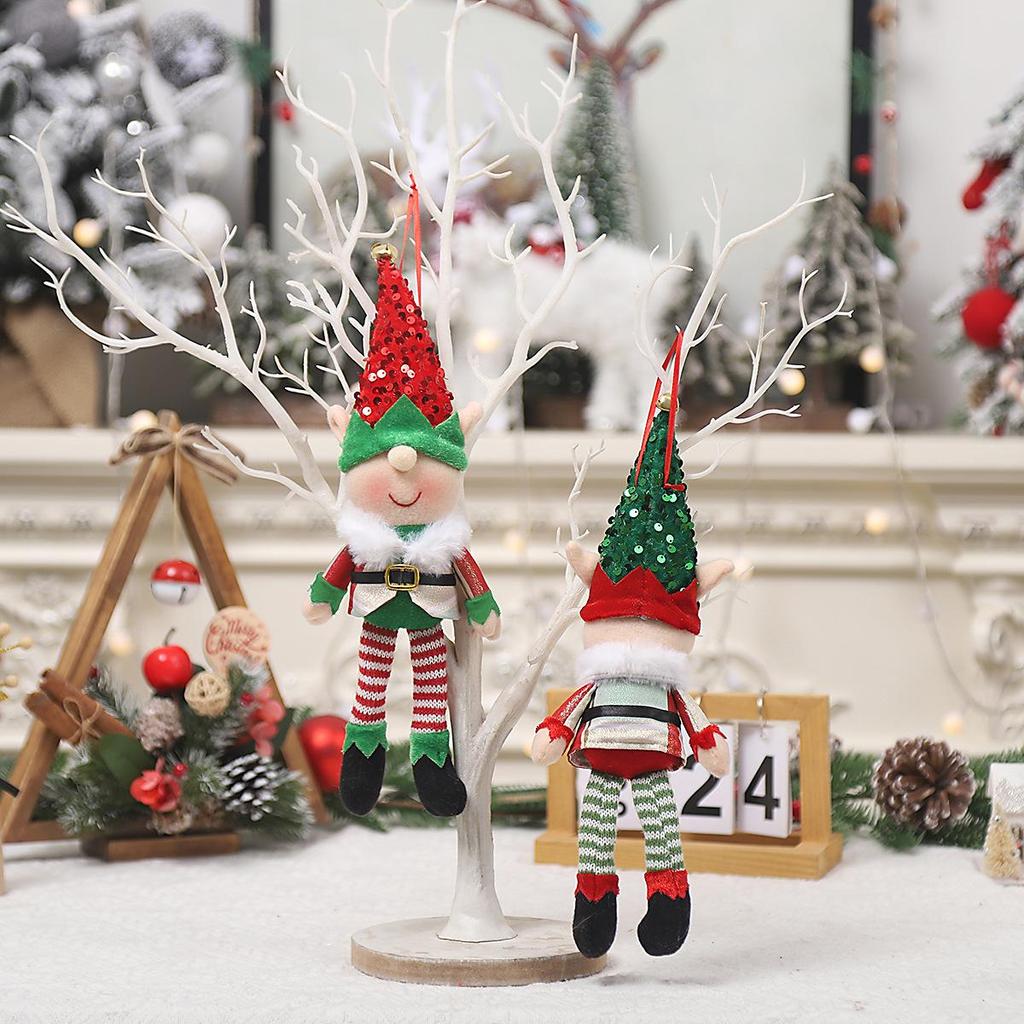 Festive Elf Figure Ornament - Cartoon Doll for Christmas Tree Decoration