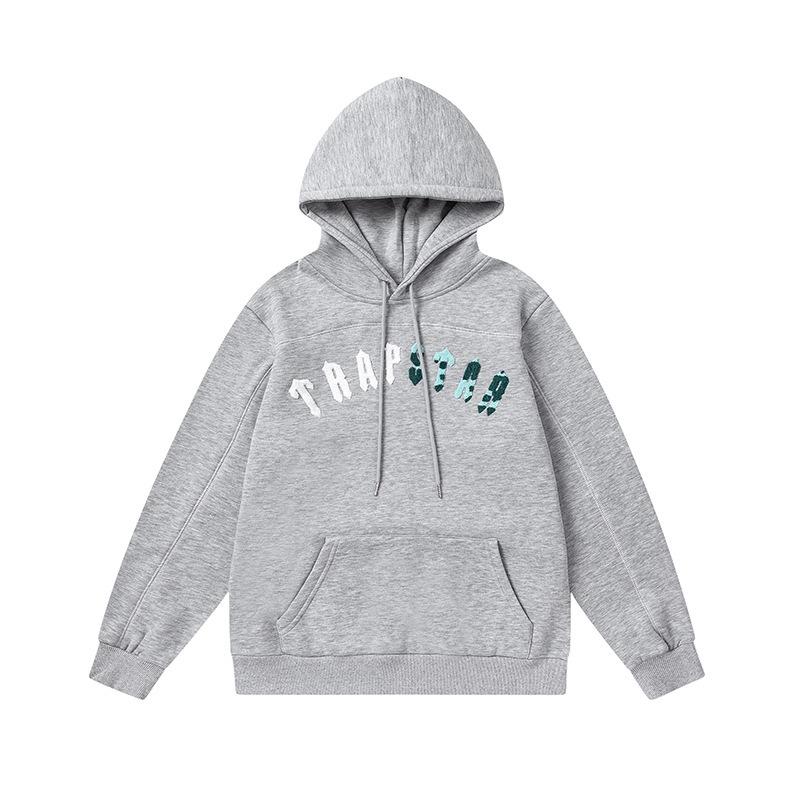 Foreign trade new rainbow color matching letter embroidery velvet loose hooded sweater casual trousers set men and women the same style