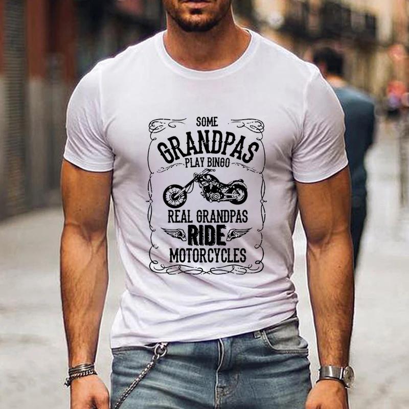 Grandpas Ride Motorcycles Print Men's T-shirts Father's Day Gift Short Sleeve Tops Tees Summer Harajuku Fashion O-Neck Tshirt
