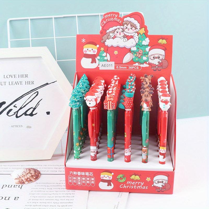 36pcs Christmas Neutral Pen, Press Pen, Holiday Gift Pen, Student Practice Pen, Cartoon Design Pen, Black Signature Pen