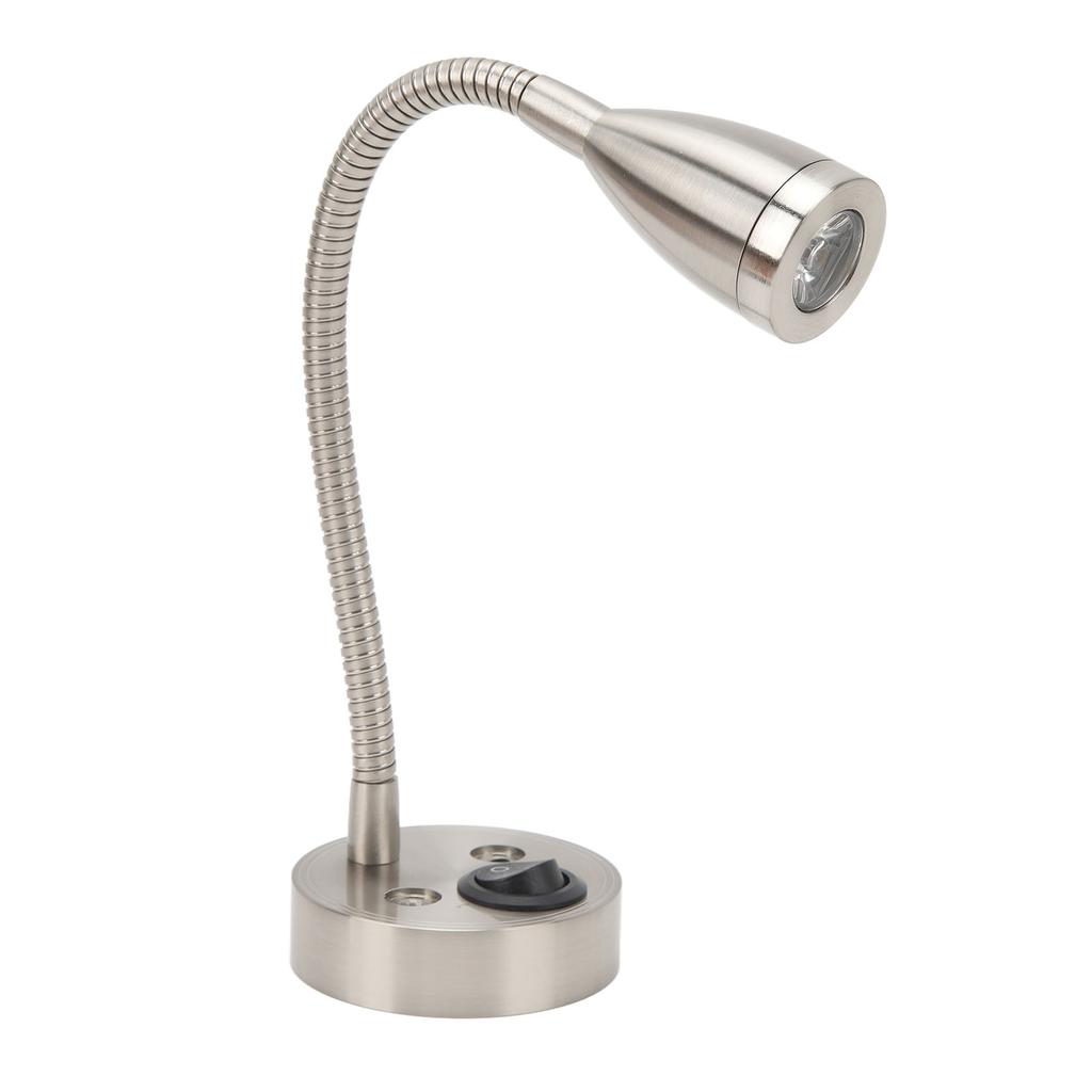 RV LED Bedside Light 360 Degree Swivel Flexible Goosneck Light for DC 12V to 24V Boat Camper Truck Cars Nickel Plated