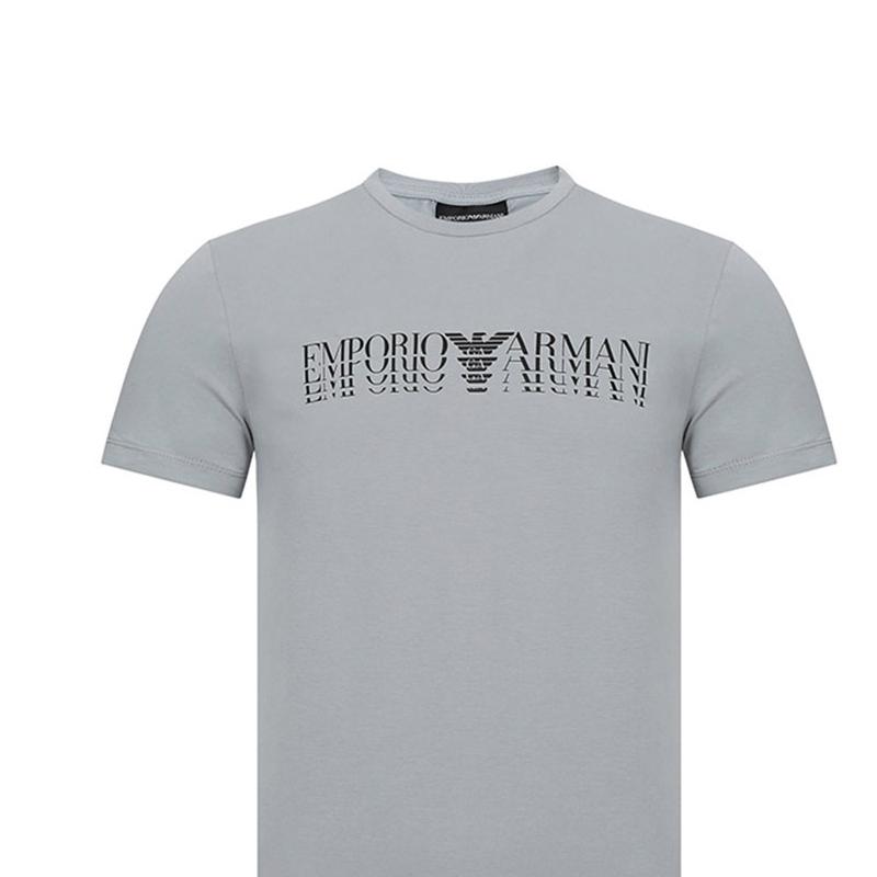 Emporio Armani Bavlněné tričko s kulatým výstřihem a krátkým rukávem Pánské topy Šedá 3Z1T92-1J0AZ-0612
