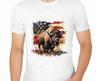 Patriotic Large Buffalo & Flag T-Shirt for Men Apparel Wildlife Animal Art Bison