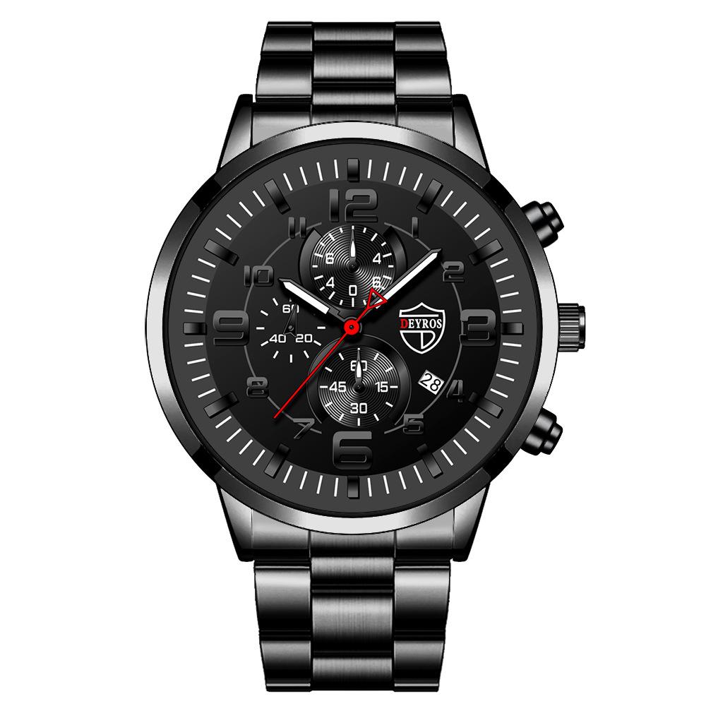 Watch Men'S Quartz Watch Stainless Steel Strap Calendar Luminous