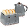 2-in-1 Kitchen Set, Toaster and Kettle, Multiple Options, 1.7 L, 4 Toast Slices At Once, Plastic, Grey
