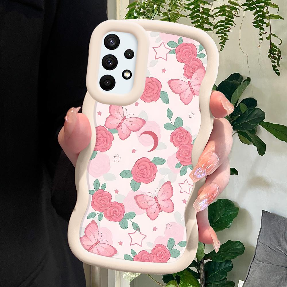 

Окрашенный узор Big Wave Edge Мягкий силиконовый материал Macaron чехол для телефона противоударный защитный резиновый чехол для Samsung Xiaomi Poco Redmi Xiaomi Poco C75 5G белый