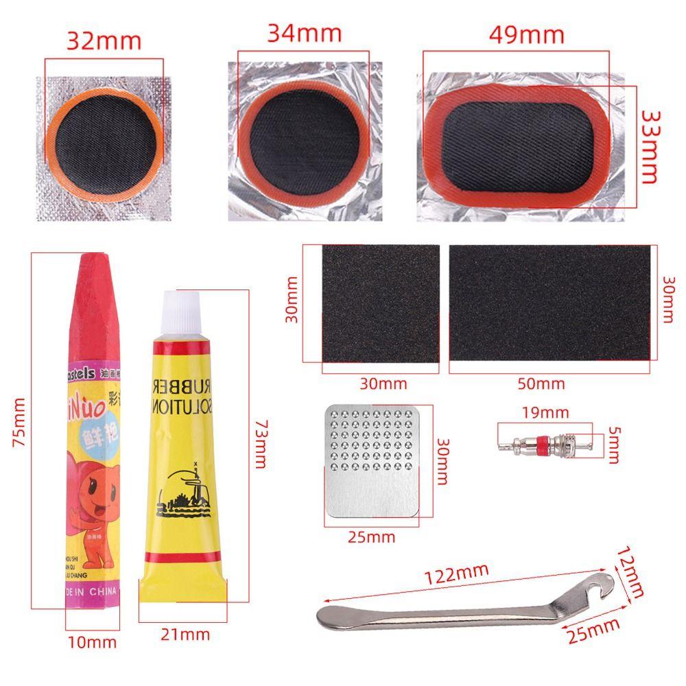 DIY Bike Tire Repair Kit Vulcanizing Patches Tire Patch Repair Tool Road Mountain Bicycle