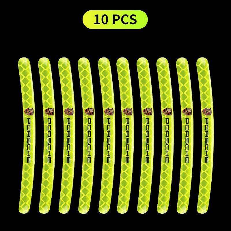 Car Wheel Hub Reflective Stickers Tire Rim Luminous Styling Accessories For Porsche 911 918Spyder 928 944 968 Boxster Cayenne Macan Panamera