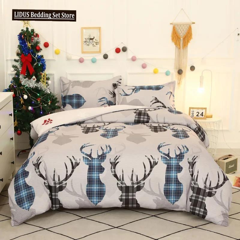 

Рождественский комплект постельного белья Пододеяльник Наволочка Постельное белье размера King EU single(135x200cm)