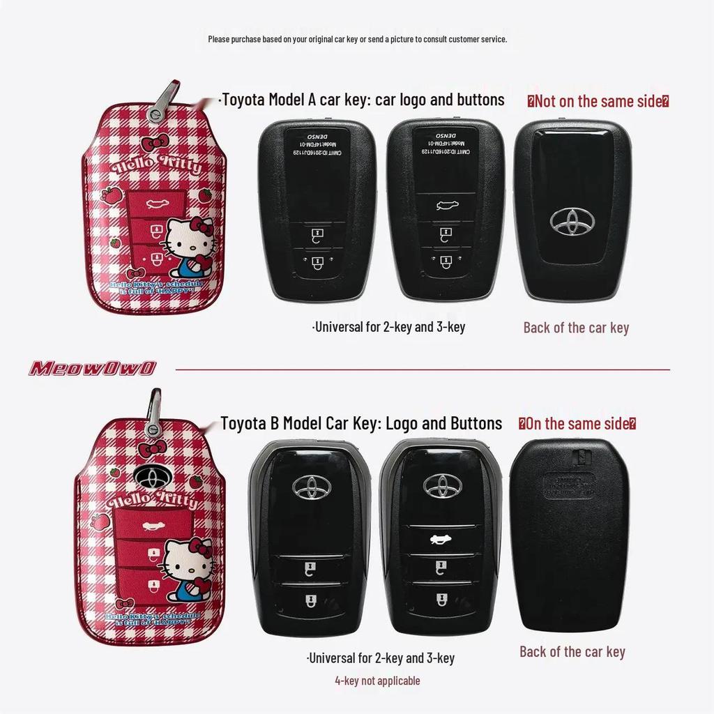 Hello Kitty Rotes Schlüsseletui für Toyota: Camry, Corolla, Land Cruiser, RAV4, IZOA und CHR.