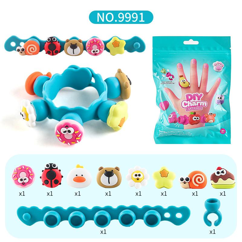 Kids DIY Silicone Bracelet Ring Kit Cartoon Animal Creative Educational Toy Gift for Toddlers