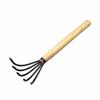 Garden Claw Rake 38.1 Cm 5 Tines - Ergonomic Wooden Handle, Rust-Resistant Steel Head (AIMOONSA)