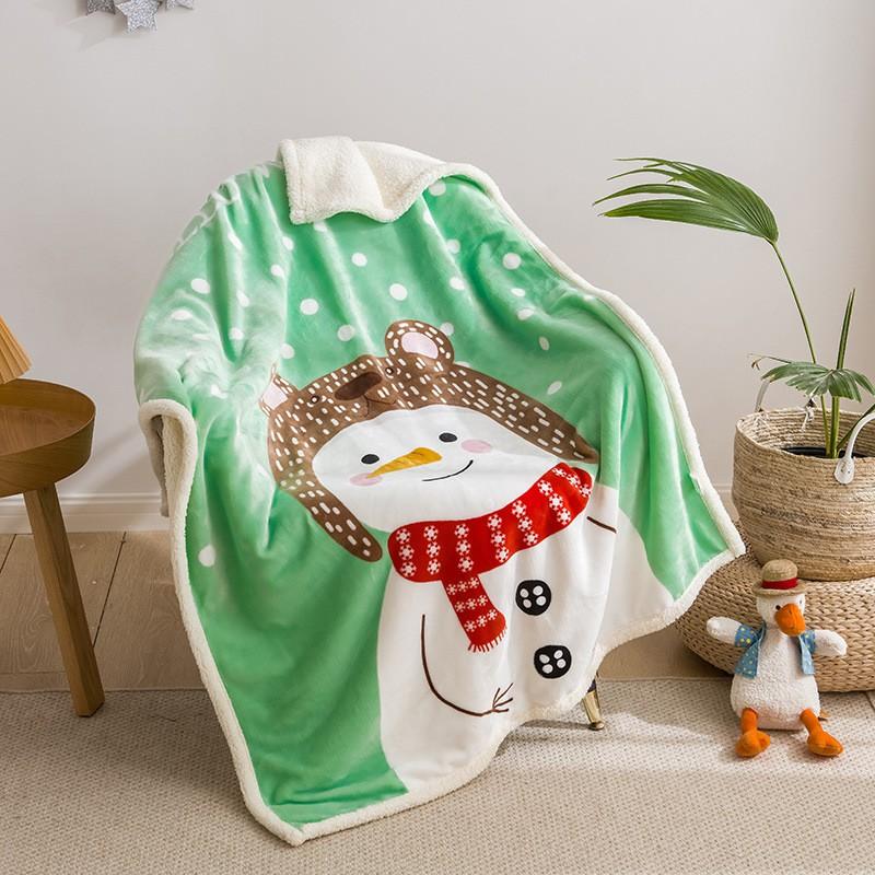 Soft Cartoon Fleece Blanket Toddlers Nap Time Double-Layer Sherpa 100x140cm Kids Bedding