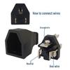 Enchufe de Alimentación Socket Macho-Hembra de Tres Pines Estilo Americano 15A 125V, Negro