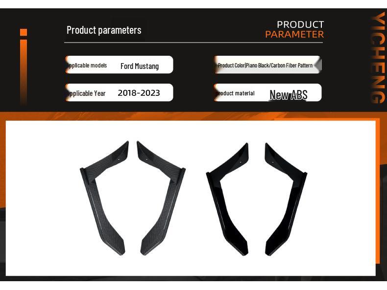 Front Bumper Wind Knife Spoiler Sticker for 2018-2023 Ford Mustang MK6.5