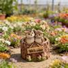 Creative Owl Resin Flowerpot Small Tree Stump Shaped S ucculent Plant Container With Welcome Sign Mushroom Decoration