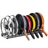 Toplife Extendable Frying Pan Rack, Kitchen Pot Storage Rack with 10 Dividers for Frying Pans, Pots, and Lids (Black)