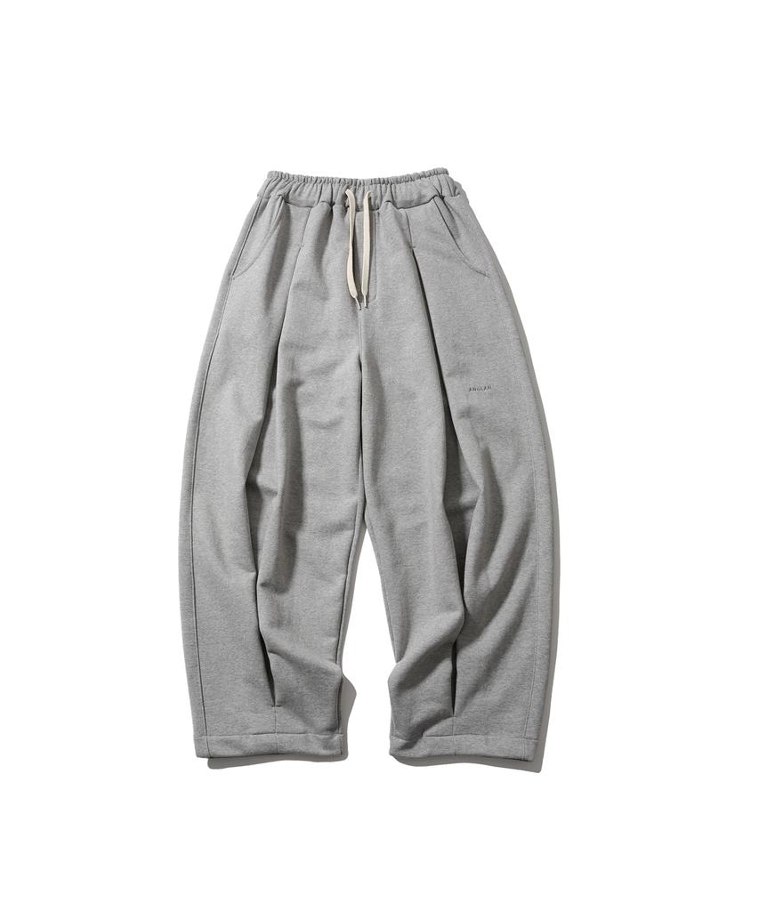 ANGLAN Valley Tuck Sweat Balloon Pants - Melange Gray