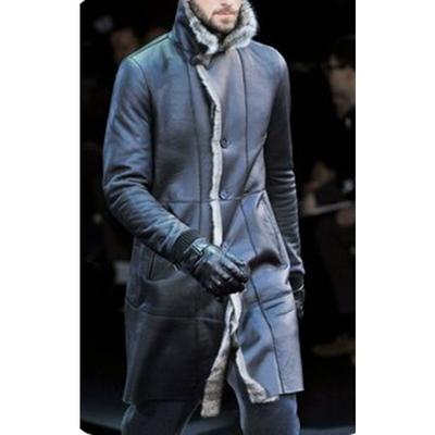 Herren Kunstpelz Langarm Mantel Jacke