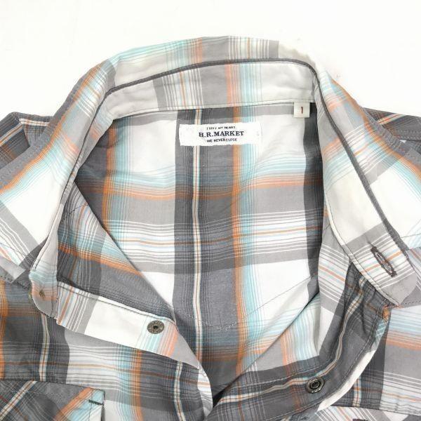 Made in Japan/HOLLYWOOD RANCH MARKET Check Long Sleeve Shirt/Men’s S/1/Gray×White/Snap Buttons(USED)