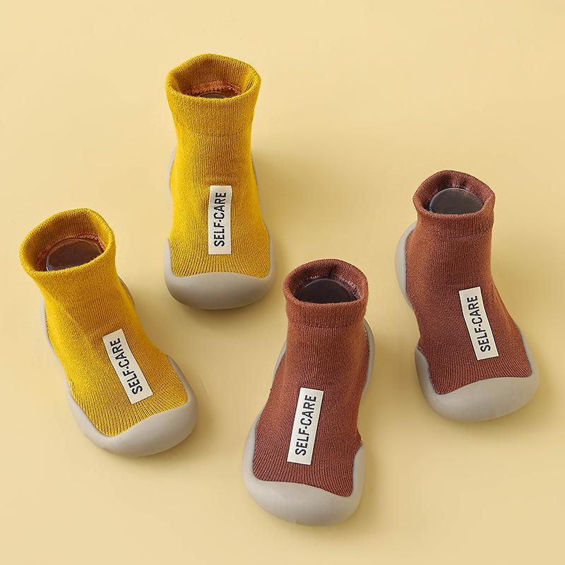 1Pair Children First Walkers Floor Rubber Shoes Anti Slip Soft Soles Early Education Shoes Baby Floor Socks Elastic Socks 0-3years Old