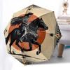 1 Stück Cowboy Western Regenschirm - 8 Speichen verstärkt, Automatisches Öffnen, Leicht & Langlebig, Modeaccessoire für Draußen, Strand L0333