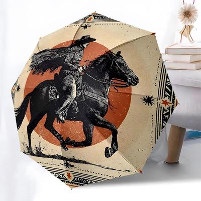 1PC Cowboy Western Umbrella-8-Rib Reinforced, Automatic Open, Lightweight & Durable, Fashion Accessory for Outdoor, Beach L0333