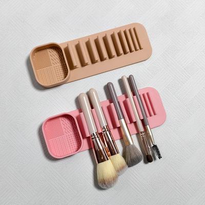 1Pc Multifunctional Washing and Drying Rack, Silicone Wall-Mounted Makeup Brush Drying Rack, Eyebrow Pencil and Eyeliner Storage Rack