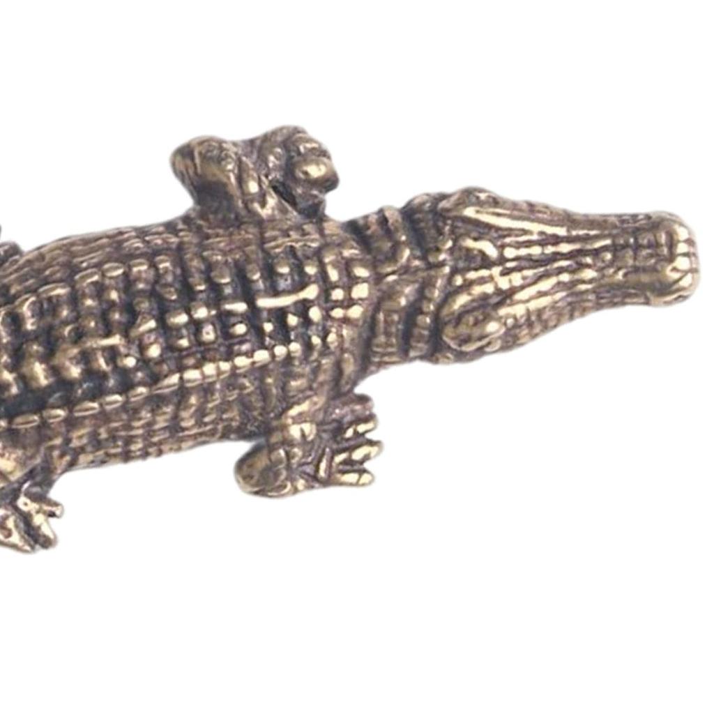Tier Krokodil Statue Metall Dekoration Sammlerstück Schreibtisch Miniatur Idol