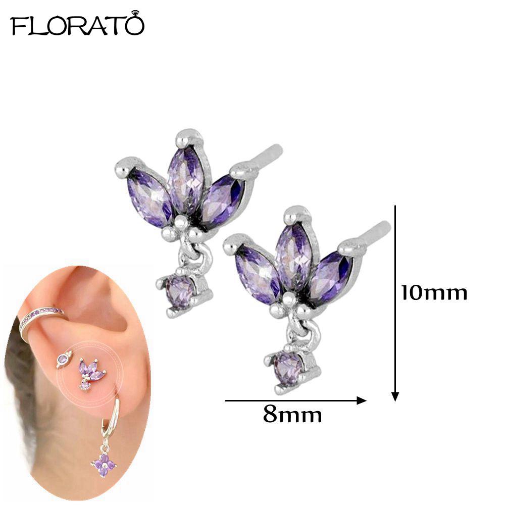 925 Silver Needle Elegant Purple Earrings Exquisite Small Hoop Earrings for Women Fashion Puncture Jewelry Accessories