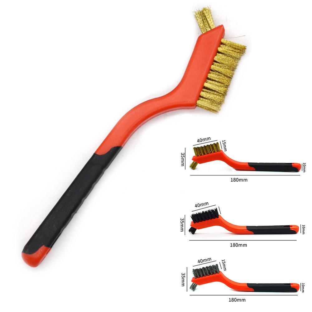 Industrial Cleaning Brush Brush Brass Nylon Stainless Steel Wire Hard Bristle Brush 18CM Rust Remover Metal Clean Polishing Tool