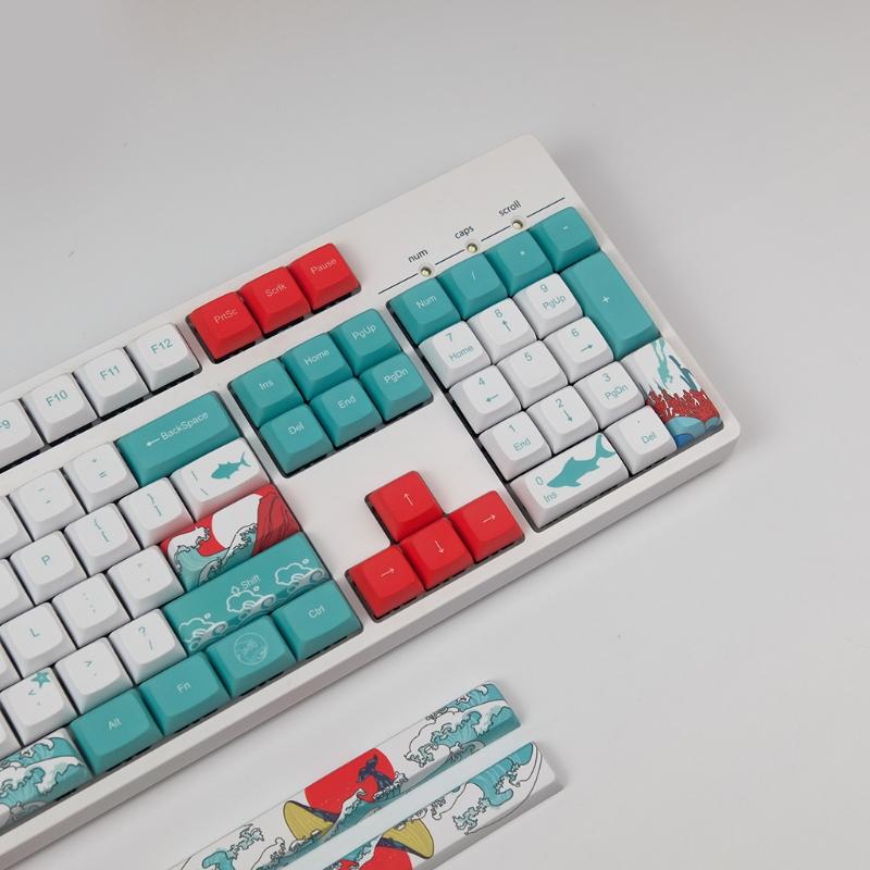 Coral Sea Keycaps Full Set 128 for Key Keycap PBT Sublimation DA Height for Mechanical Keyboard for MX H Keys S