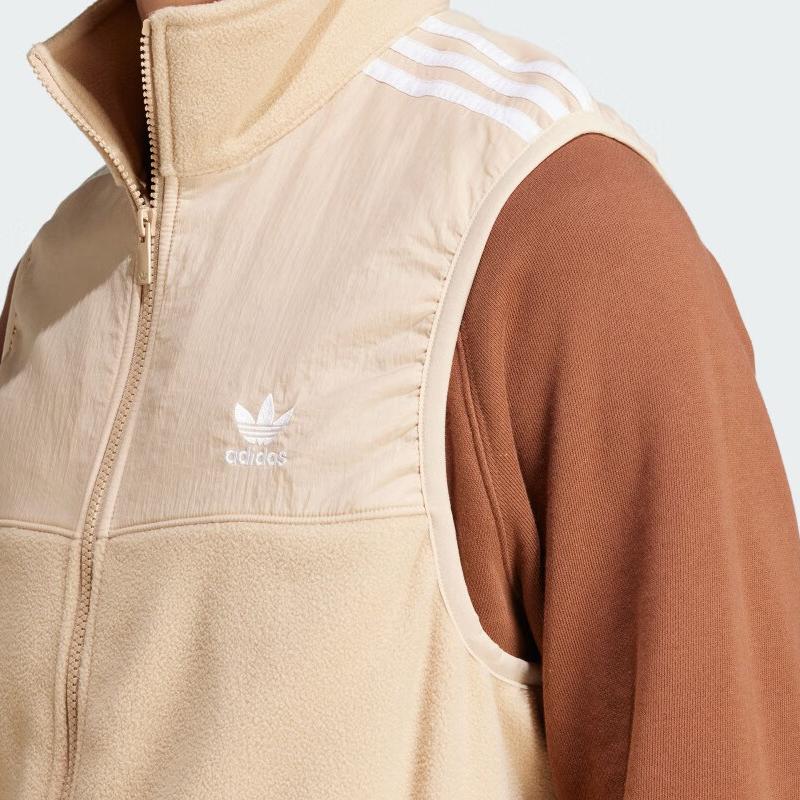 Adidas Originals Sports Casual Warm Zip Vest Men Vests Light-Brown IZ2483