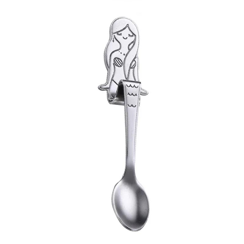 Hanging Mermaid Coffee Spoon for Dessert, Ice Cream, Drinking, Milk Tea - 304 Stainless Steel Kitchen Tableware