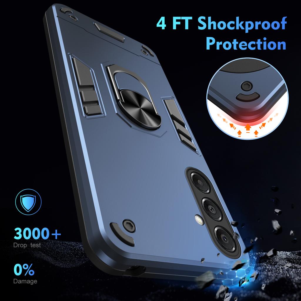 For Samsung Galaxy A17 5G/A17 4G Case PC + TPU Drop Defend Phone Cover with Ring Kickstand