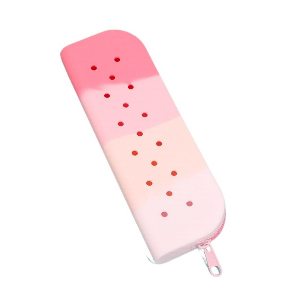 Breathable Holes Silicone Pencil Case Zipper Large Capacity Stationery Storage Bag Portable Waterproof Makeup Organizer Cosmetic