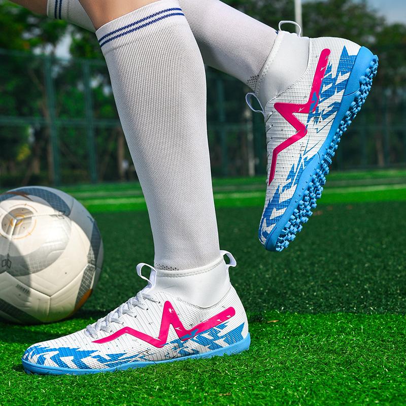 35-46 Kids Football Boots Rubber Soft Sole Short Nails Artificial Turf Leather Youth Kids Football Shoes Men's Sports Large Size Football Shoes